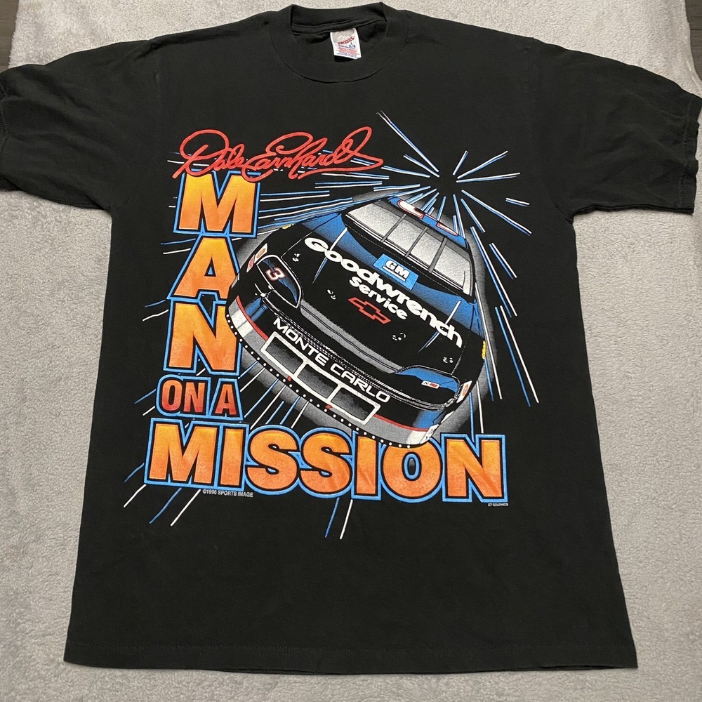 Vintage NASCAR Dale Earnhardt Shirt Mens Large Double Sided Man On A Mission 90s